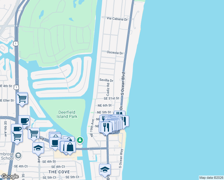 map of restaurants, bars, coffee shops, grocery stores, and more near 2991 Banyan Road in Boca Raton