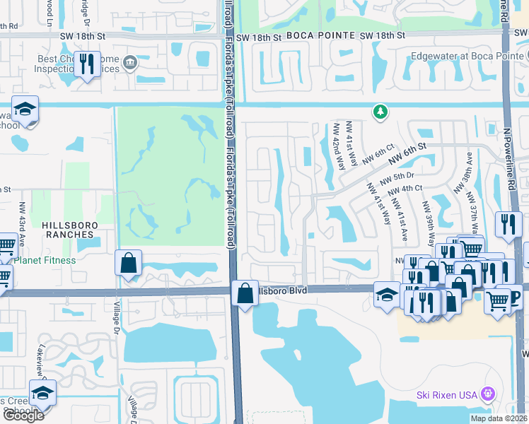 map of restaurants, bars, coffee shops, grocery stores, and more near 4739 Northwest 3rd Court in Deerfield Beach