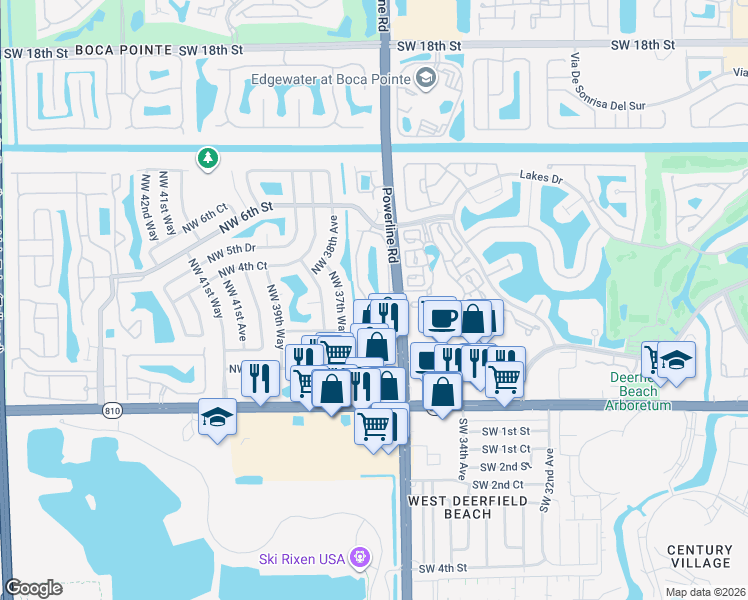map of restaurants, bars, coffee shops, grocery stores, and more near 367 Northwest 36th Avenue in Deerfield Beach