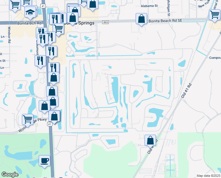 map of restaurants, bars, coffee shops, grocery stores, and more near 9851 Costa Mesa Lane in Bonita Springs