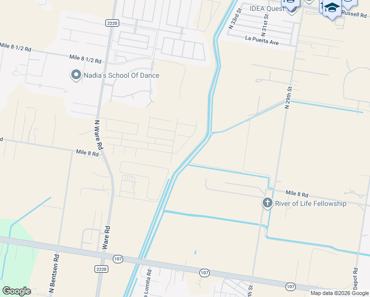 map of restaurants, bars, coffee shops, grocery stores, and more near 12900 North 38th Street in Edinburg