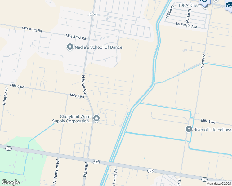 map of restaurants, bars, coffee shops, grocery stores, and more near 12900 North Ware Road in McAllen
