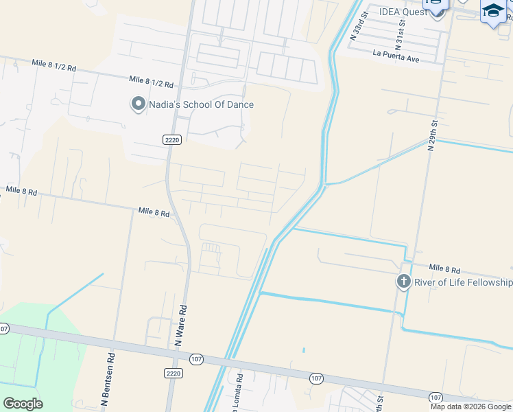 map of restaurants, bars, coffee shops, grocery stores, and more near 3725 North 38th Street in McAllen