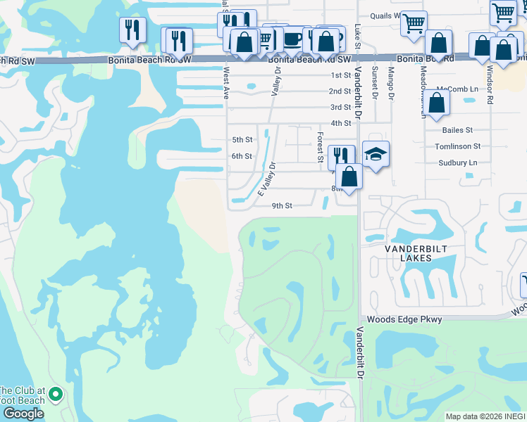 map of restaurants, bars, coffee shops, grocery stores, and more near 88 9th Street in Naples