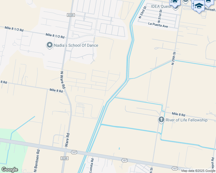 map of restaurants, bars, coffee shops, grocery stores, and more near 12900 North 38th Street in Edinburg