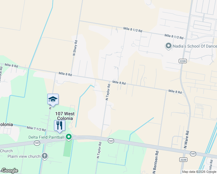 map of restaurants, bars, coffee shops, grocery stores, and more near 12330 North Taylor Road in Edinburg