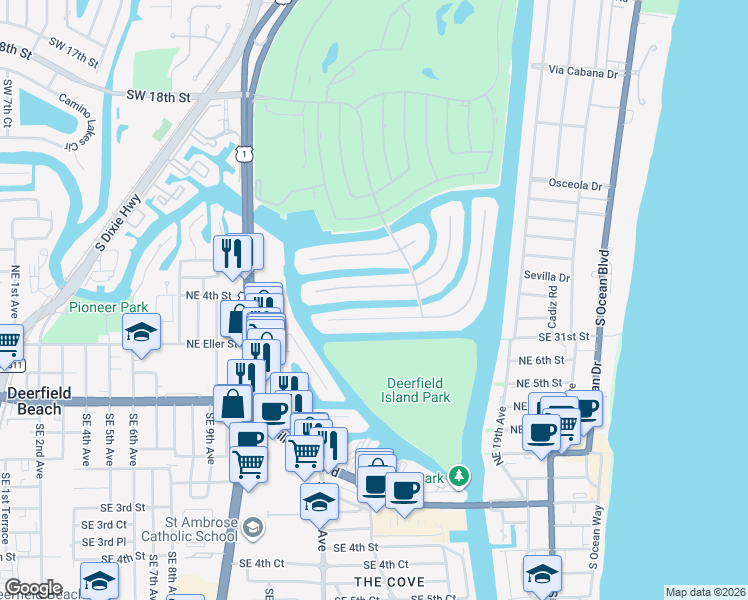 map of restaurants, bars, coffee shops, grocery stores, and more near 237 Alexander Palm Road in Boca Raton