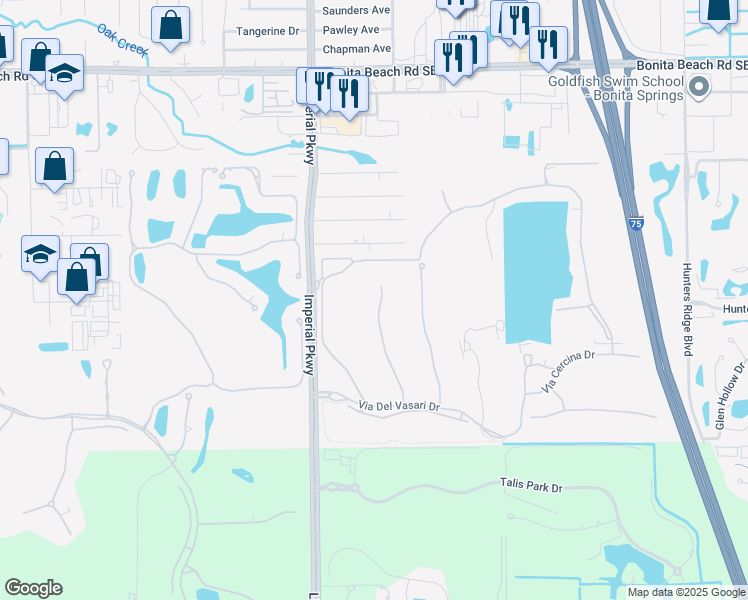 map of restaurants, bars, coffee shops, grocery stores, and more near 28613 Pienza Court in Bonita Springs