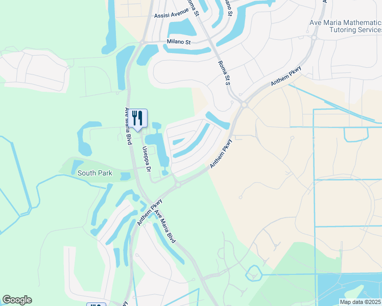 map of restaurants, bars, coffee shops, grocery stores, and more near 5448 Cameron Drive in Ave Maria