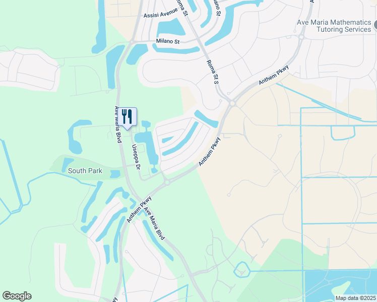 map of restaurants, bars, coffee shops, grocery stores, and more near 5511 Useppa Drive in Ave Maria
