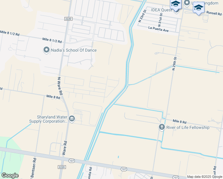 map of restaurants, bars, coffee shops, grocery stores, and more near 12900 North 38th Street in Edinburg