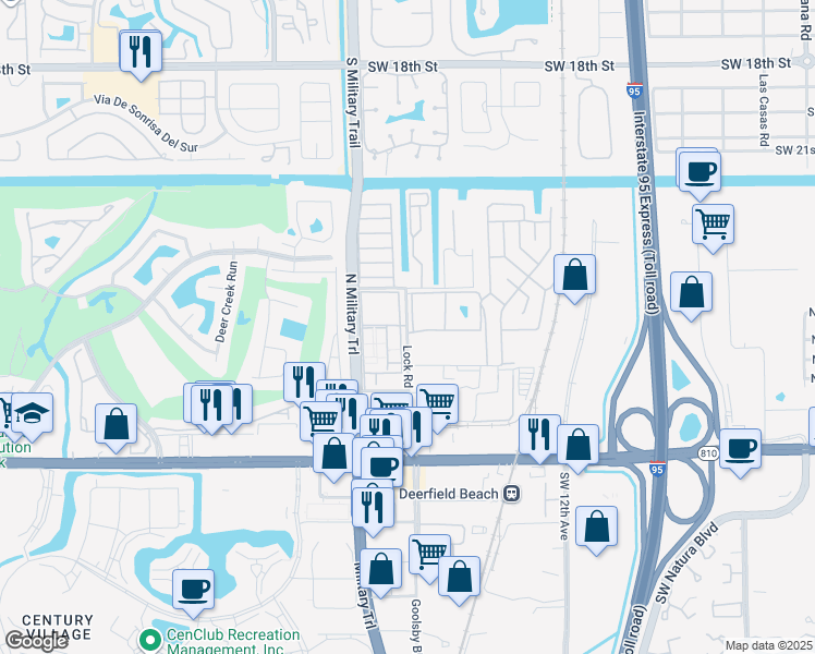 map of restaurants, bars, coffee shops, grocery stores, and more near 315 Lock Road in Deerfield Beach
