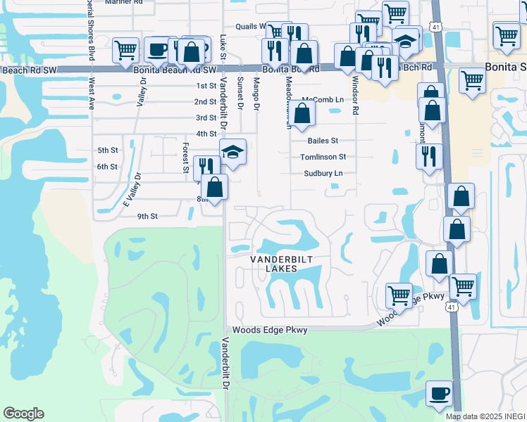 map of restaurants, bars, coffee shops, grocery stores, and more near 3836 Essex Place in Bonita Springs