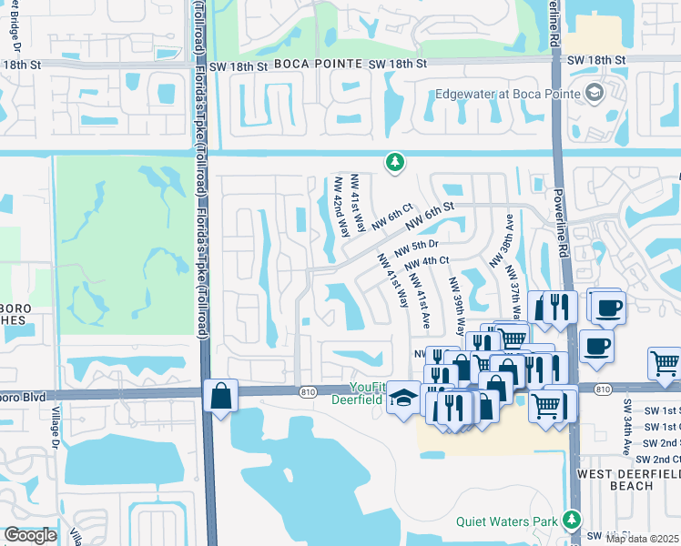 map of restaurants, bars, coffee shops, grocery stores, and more near 4400 Northwest 6th Street in Deerfield Beach