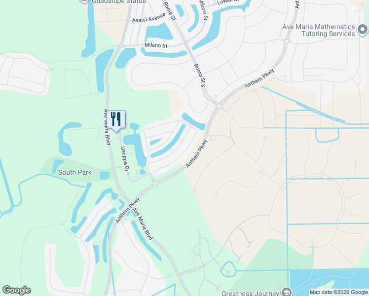 map of restaurants, bars, coffee shops, grocery stores, and more near 5372 Cameron Drive in Ave Maria