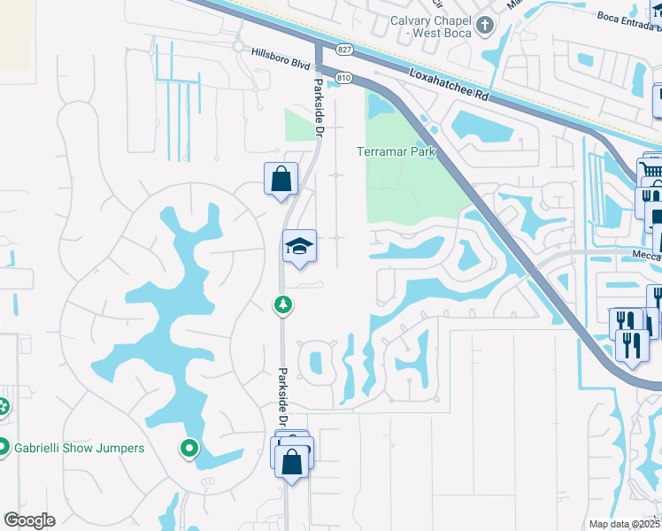 map of restaurants, bars, coffee shops, grocery stores, and more near 7470 Northwest 70th Avenue in Parkland