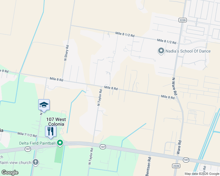map of restaurants, bars, coffee shops, grocery stores, and more near 5056 Mile 8 Road in Edinburg