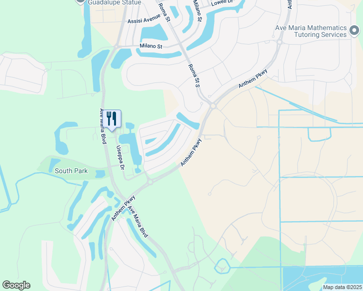 map of restaurants, bars, coffee shops, grocery stores, and more near 5372 Cameron Drive in Ave Maria