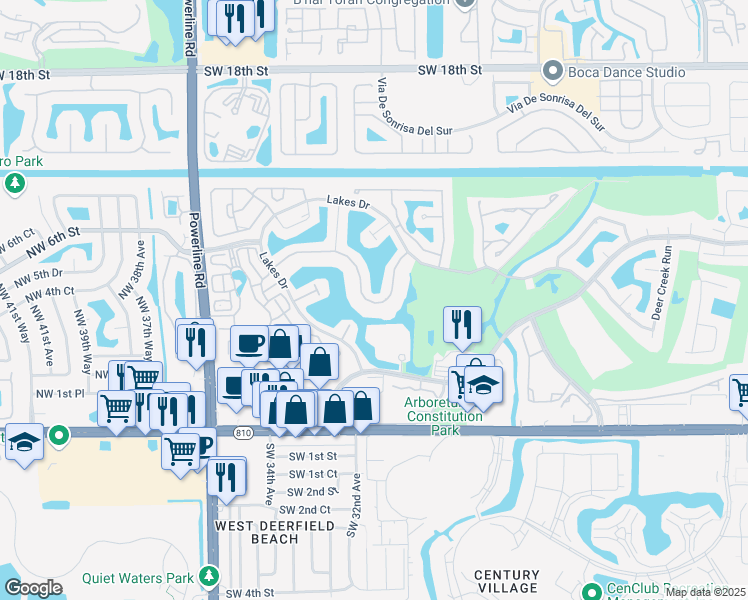 map of restaurants, bars, coffee shops, grocery stores, and more near 3070 Lake Shore Drive in Deerfield Beach