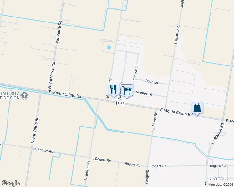 map of restaurants, bars, coffee shops, grocery stores, and more near 21026 South Skinner Road in Edinburg