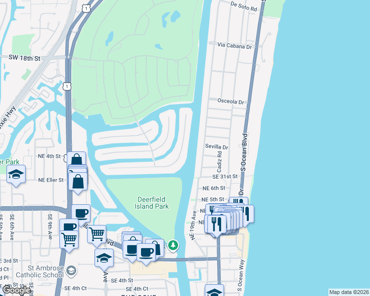 map of restaurants, bars, coffee shops, grocery stores, and more near 468 East Alexander Palm Road in Boca Raton