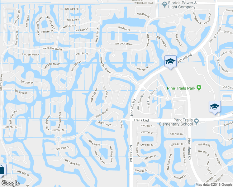 map of restaurants, bars, coffee shops, grocery stores, and more near 7486 Northwest 116th Lane in Tamarac