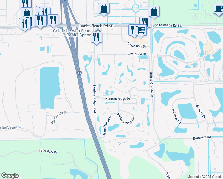map of restaurants, bars, coffee shops, grocery stores, and more near 12606 Fox Ridge Drive in Bonita Springs