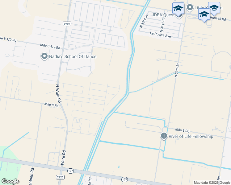 map of restaurants, bars, coffee shops, grocery stores, and more near 12900 North 38th Street in Edinburg