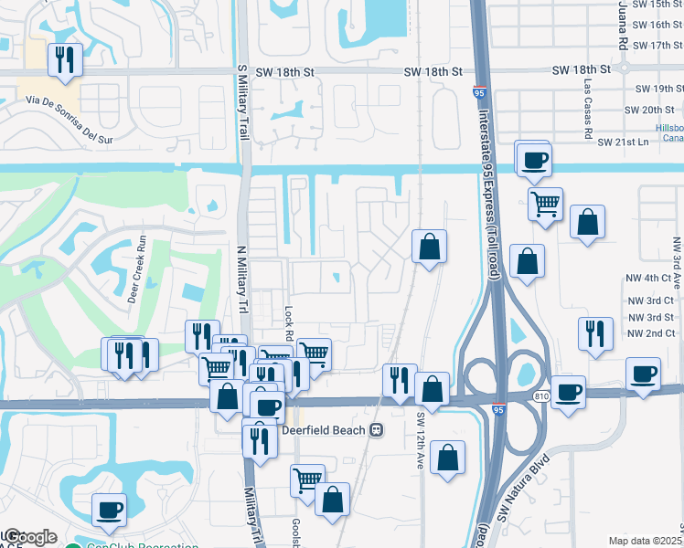 map of restaurants, bars, coffee shops, grocery stores, and more near 472 Lock Road in Deerfield Beach