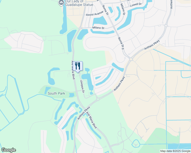 map of restaurants, bars, coffee shops, grocery stores, and more near 5474 Brin Way in Ave Maria