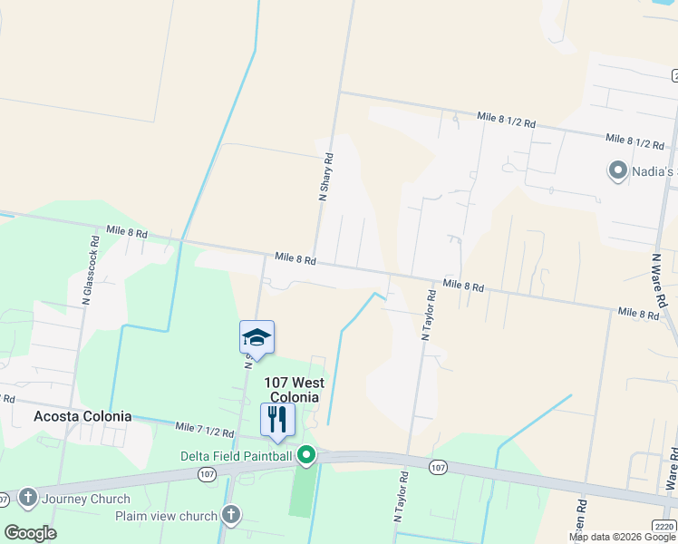 map of restaurants, bars, coffee shops, grocery stores, and more near 5613 West Mile 8 Road in Edinburg