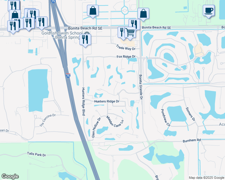map of restaurants, bars, coffee shops, grocery stores, and more near 28548 F B Fowler Court in Bonita Springs