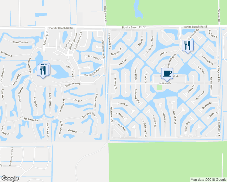 map of restaurants, bars, coffee shops, grocery stores, and more near 15125 Estuary Circle in Bonita Springs