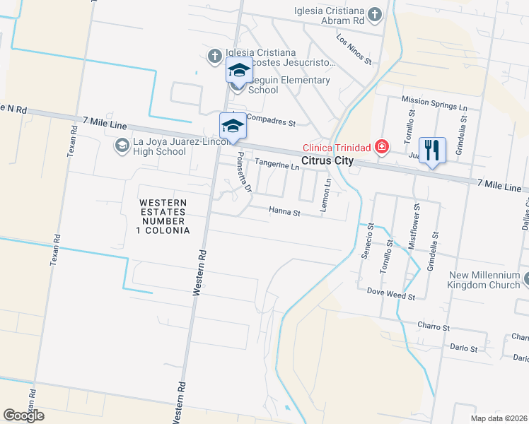 map of restaurants, bars, coffee shops, grocery stores, and more near 7148 Lantana Boulevard in Mission