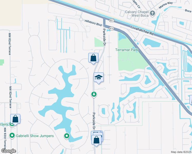 map of restaurants, bars, coffee shops, grocery stores, and more near 7505 Northwest 71st Terrace in Parkland