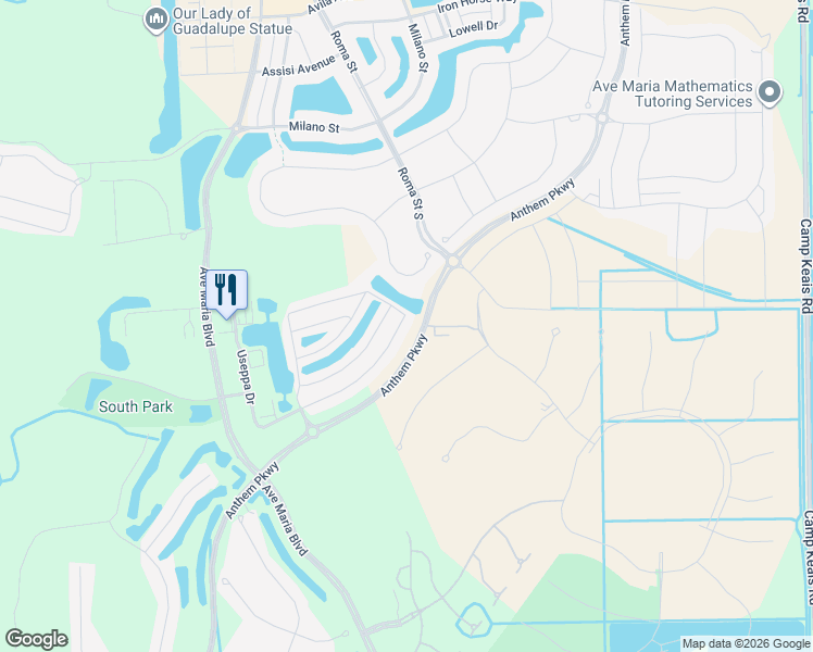 map of restaurants, bars, coffee shops, grocery stores, and more near 5587 Useppa Drive in Ave Maria