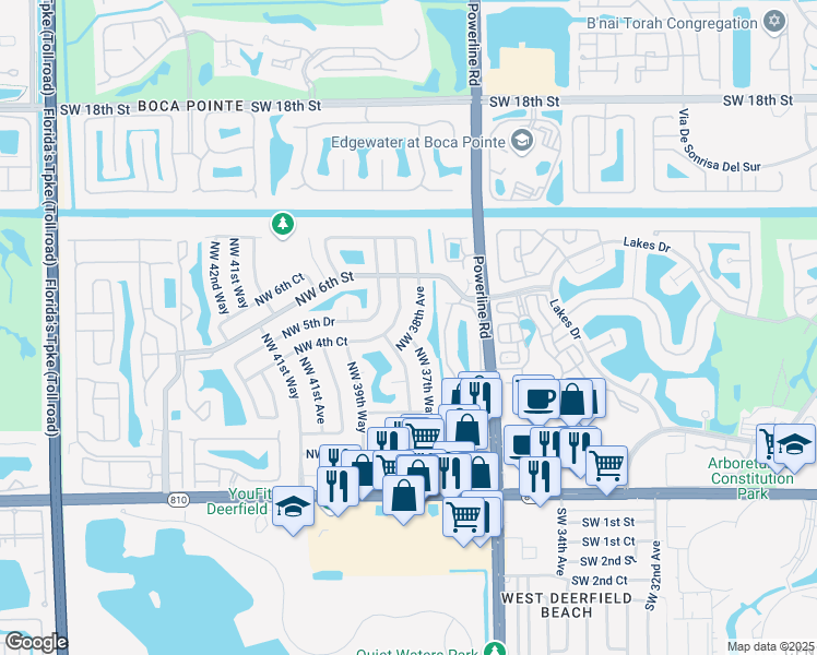map of restaurants, bars, coffee shops, grocery stores, and more near 462 Northwest 38th Avenue in Deerfield Beach