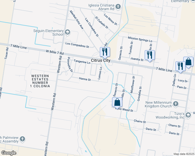 map of restaurants, bars, coffee shops, grocery stores, and more near 7008 Hanna Street in Mission