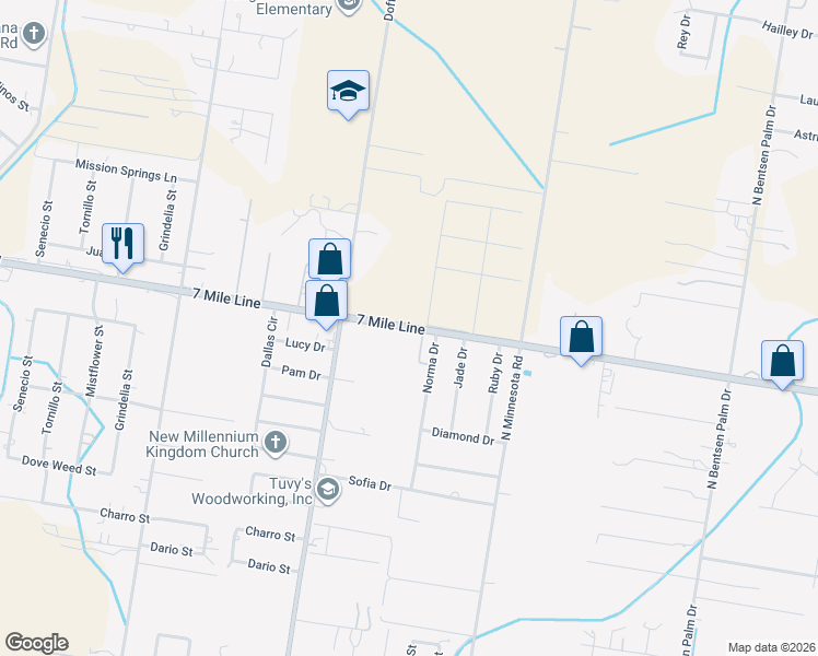 map of restaurants, bars, coffee shops, grocery stores, and more near 8039 West Mile 7 Road in Mission