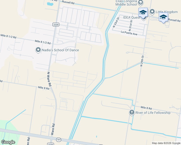 map of restaurants, bars, coffee shops, grocery stores, and more near 12900 North 38th Street in Edinburg