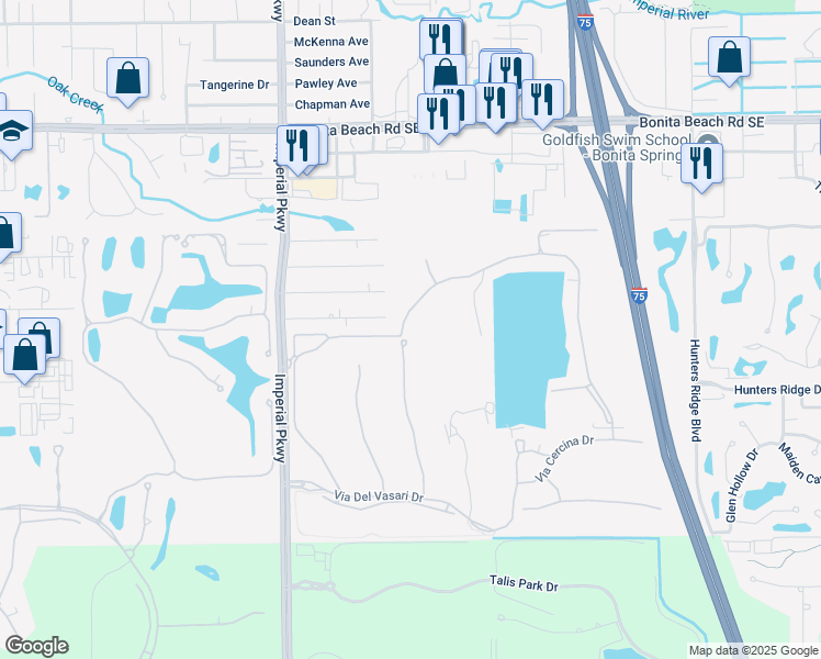 map of restaurants, bars, coffee shops, grocery stores, and more near 28556 Via D Arezzo Drive in Bonita Springs