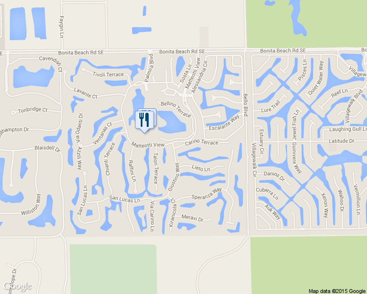 map of restaurants, bars, coffee shops, grocery stores, and more near 14513 Carino Terrace in Bonita Springs