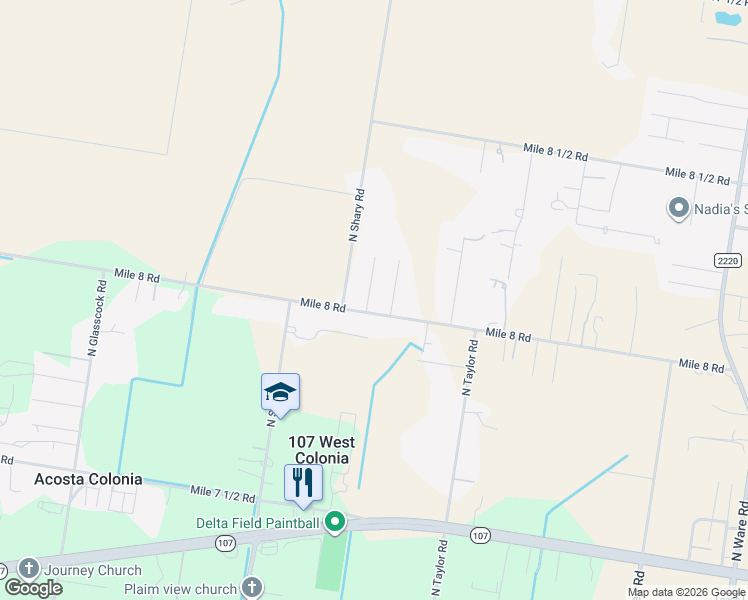 map of restaurants, bars, coffee shops, grocery stores, and more near 5613 West Mile 8 Road in Edinburg