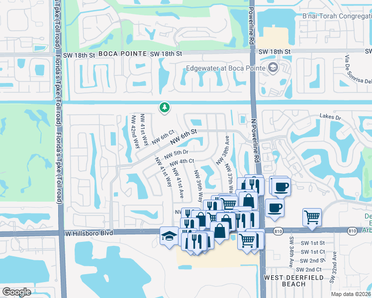 map of restaurants, bars, coffee shops, grocery stores, and more near 4091 Northwest 4th Court in Deerfield Beach
