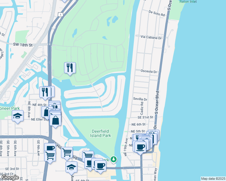 map of restaurants, bars, coffee shops, grocery stores, and more near 420 East Coconut Palm Road in Boca Raton