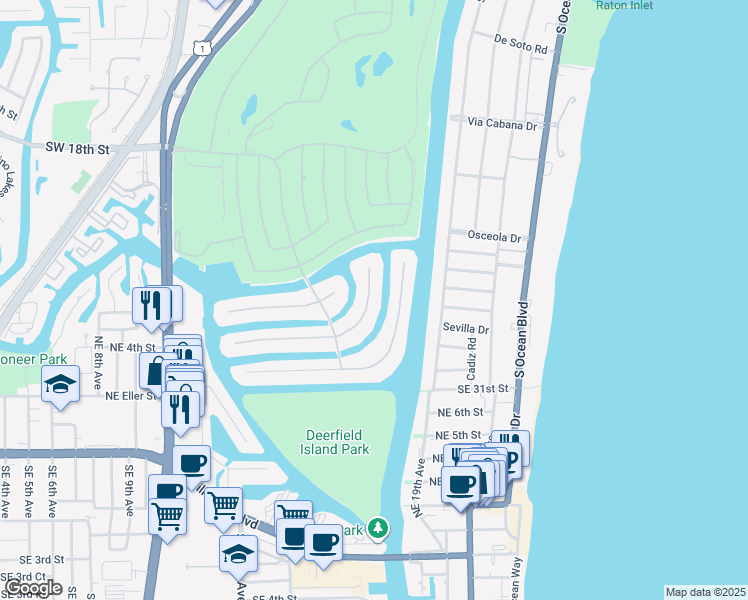 map of restaurants, bars, coffee shops, grocery stores, and more near 420 East Coconut Palm Road in Boca Raton