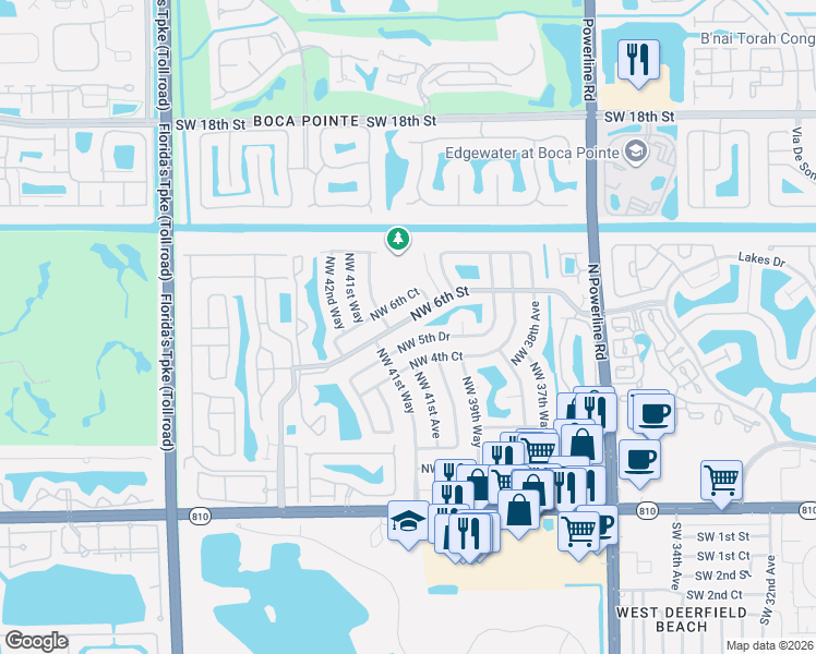 map of restaurants, bars, coffee shops, grocery stores, and more near 4176 Northwest 6th Court in Deerfield Beach
