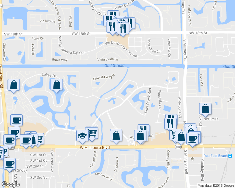 map of restaurants, bars, coffee shops, grocery stores, and more near 2457 Lob Lolly Lane in Deerfield Beach