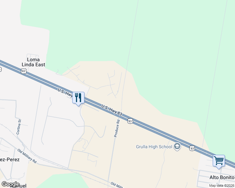 map of restaurants, bars, coffee shops, grocery stores, and more near 6056 Yarrow Drive in Rio Grande City