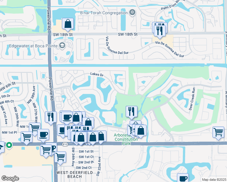 map of restaurants, bars, coffee shops, grocery stores, and more near 2650 Lake Shore Drive in Deerfield Beach